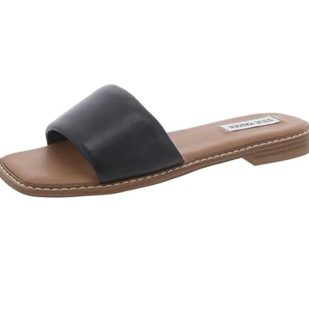Steve Madden Black and Brown Slide Sandals